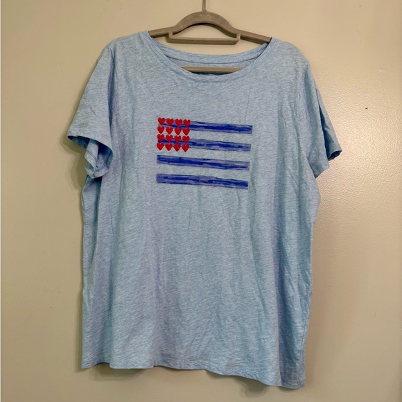 TALBOTS - Heart Spangled Banner Tee - Crew Neck Top Shirt USA - Picture 2 of 4